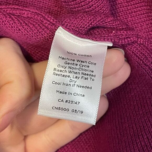 Talbots Scalloped Edged Fuchsia Open Front Cardigan Size Small - Picture 3 of 6